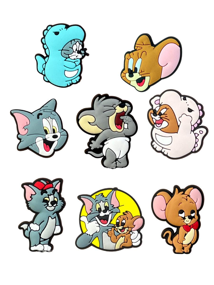 Джибитсы Том и Джерри Tom and Jerry кот мышь Jibbitz 8 шт аксессуары Крокс украшение Dz_138_2, фото №1