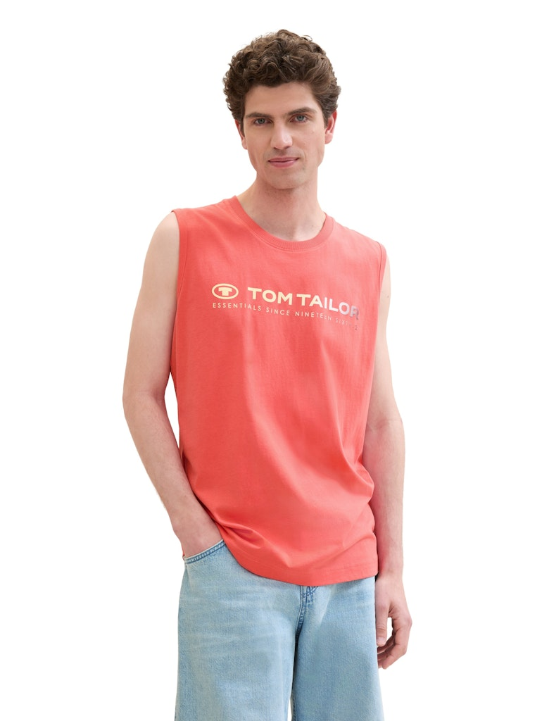 Майка Tanktop with a logo print 1041866ХХ26202 Tom Tailor Кораловий L, фото №1