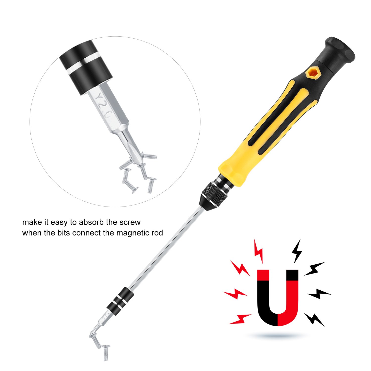 Набор отвёрток VCOO Mini Torx с битами 45 в 1 с пинцетом и удлинителем, фото №4