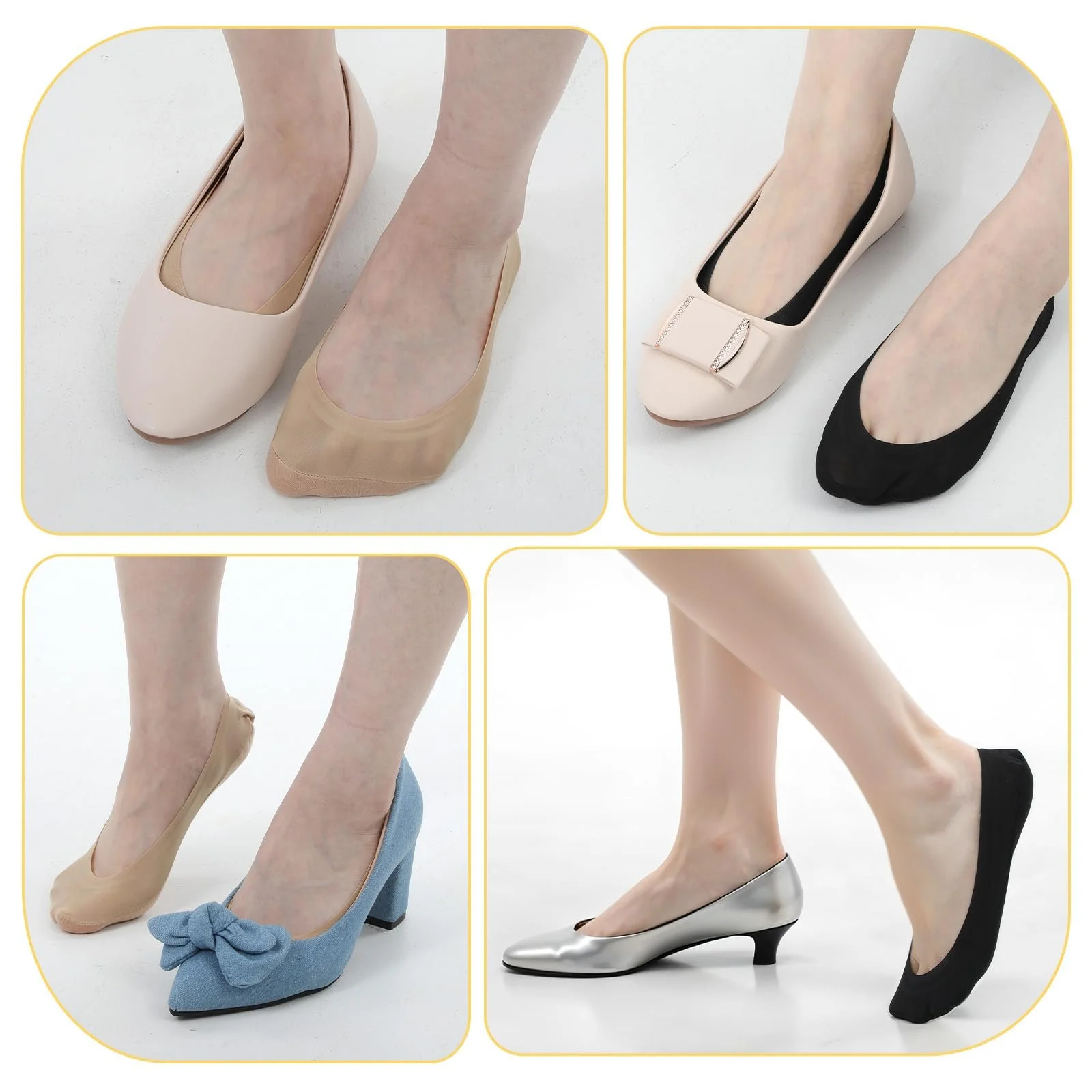 Носки-следки  Женские Черный, телесный, размер 39-43 (6 пар), фото №7