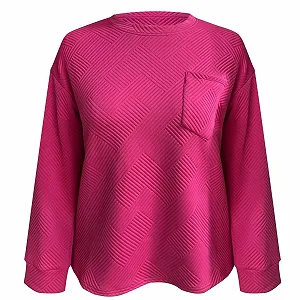 Женская Толстовка 2025 Зимняя Теплая Повседневная Текстурная Осенне-зимняя С длинным Рукавом С открытыми Плечами Круглый вырез Пуловер с Карманом Colla synthetic.ua - Фото 1