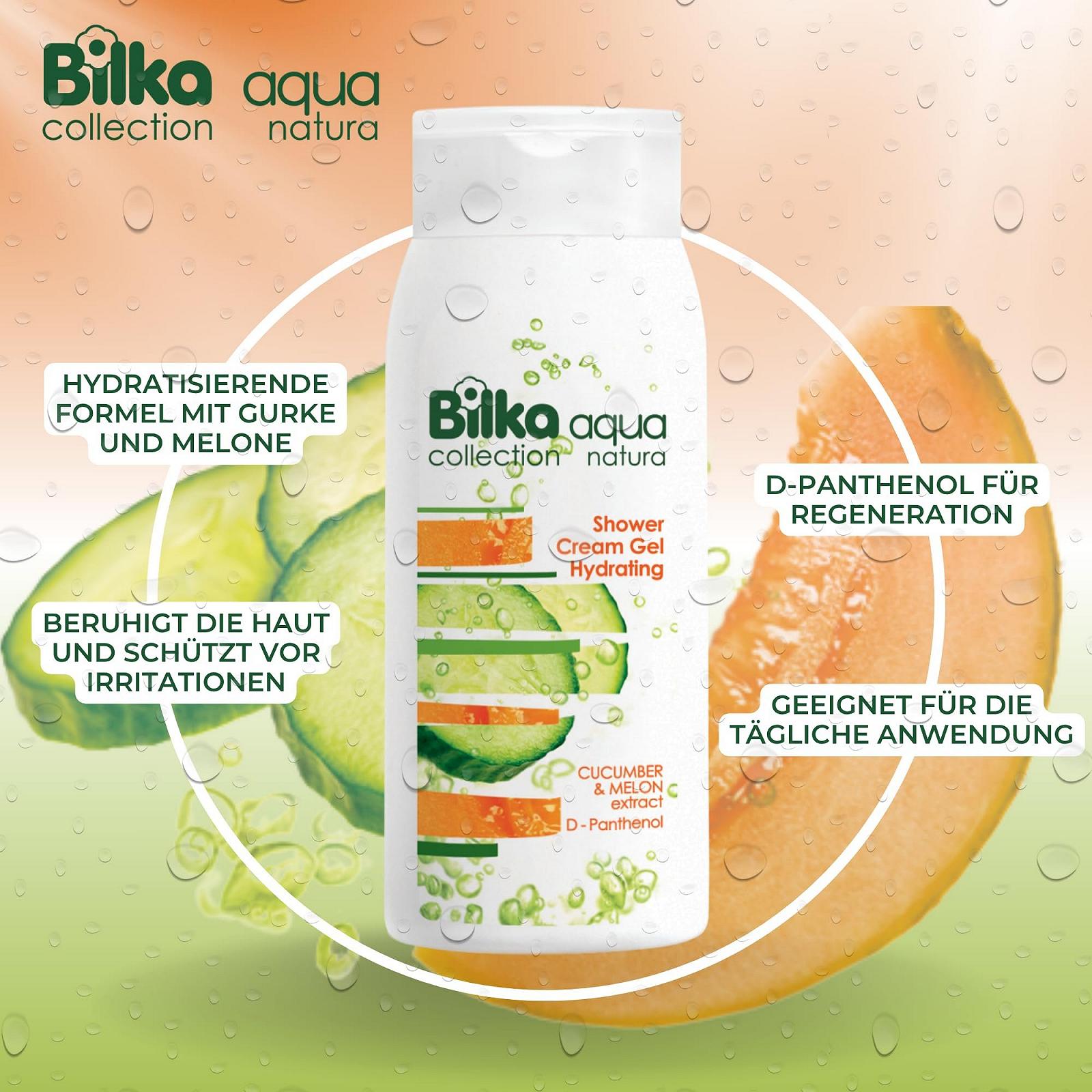 Крем-гель для душу Aqua Natura Hydrating зволожувальний з екстрактом огірка, дині та D-пантенолом 200 мл, фото №3