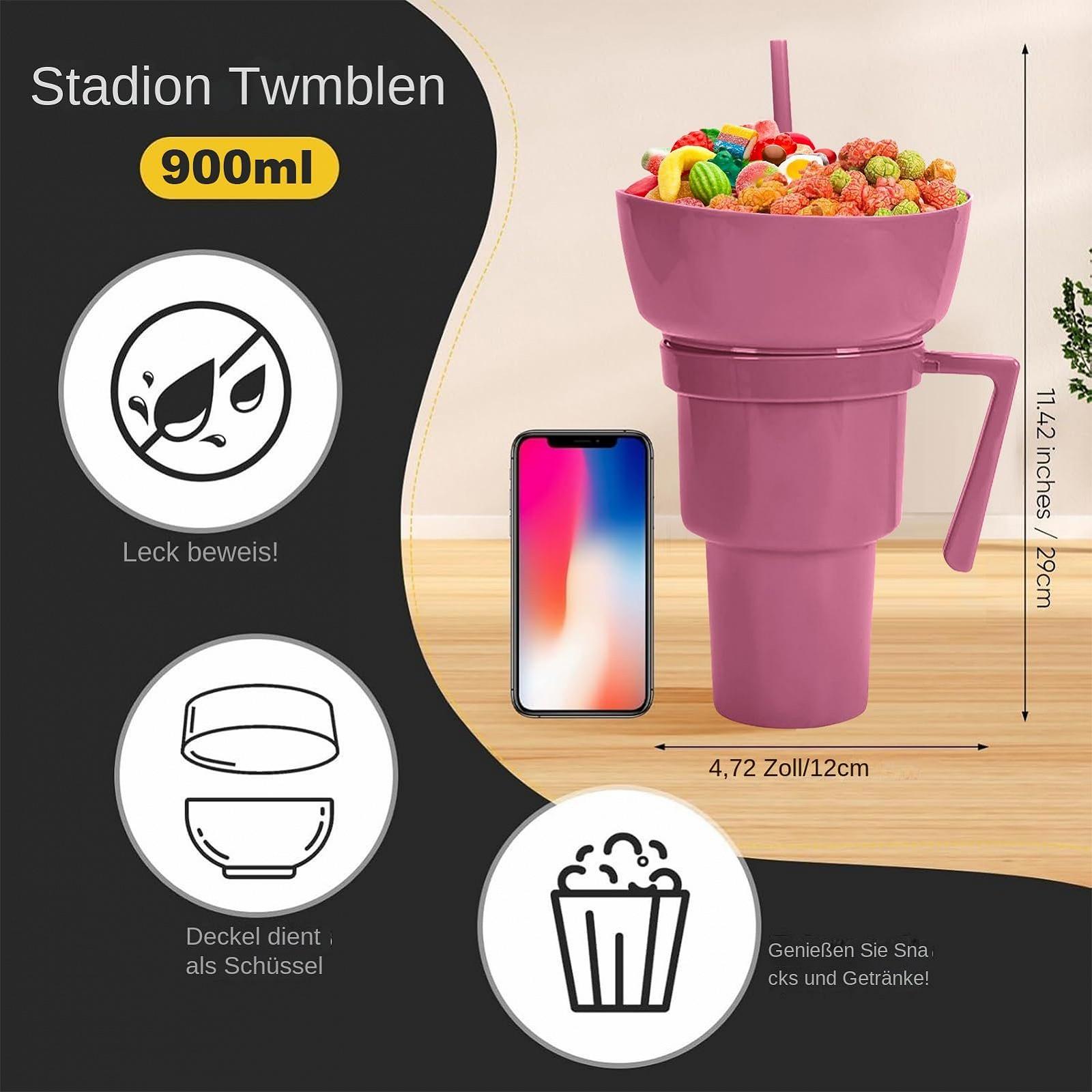 Детский контейнер для напитков и снеков с трубочкой, двойной портативный стакан для напитков и снеков для взрослых, детей, малышей, для улицы, путешествий, кемпинга, пикника, фото №5