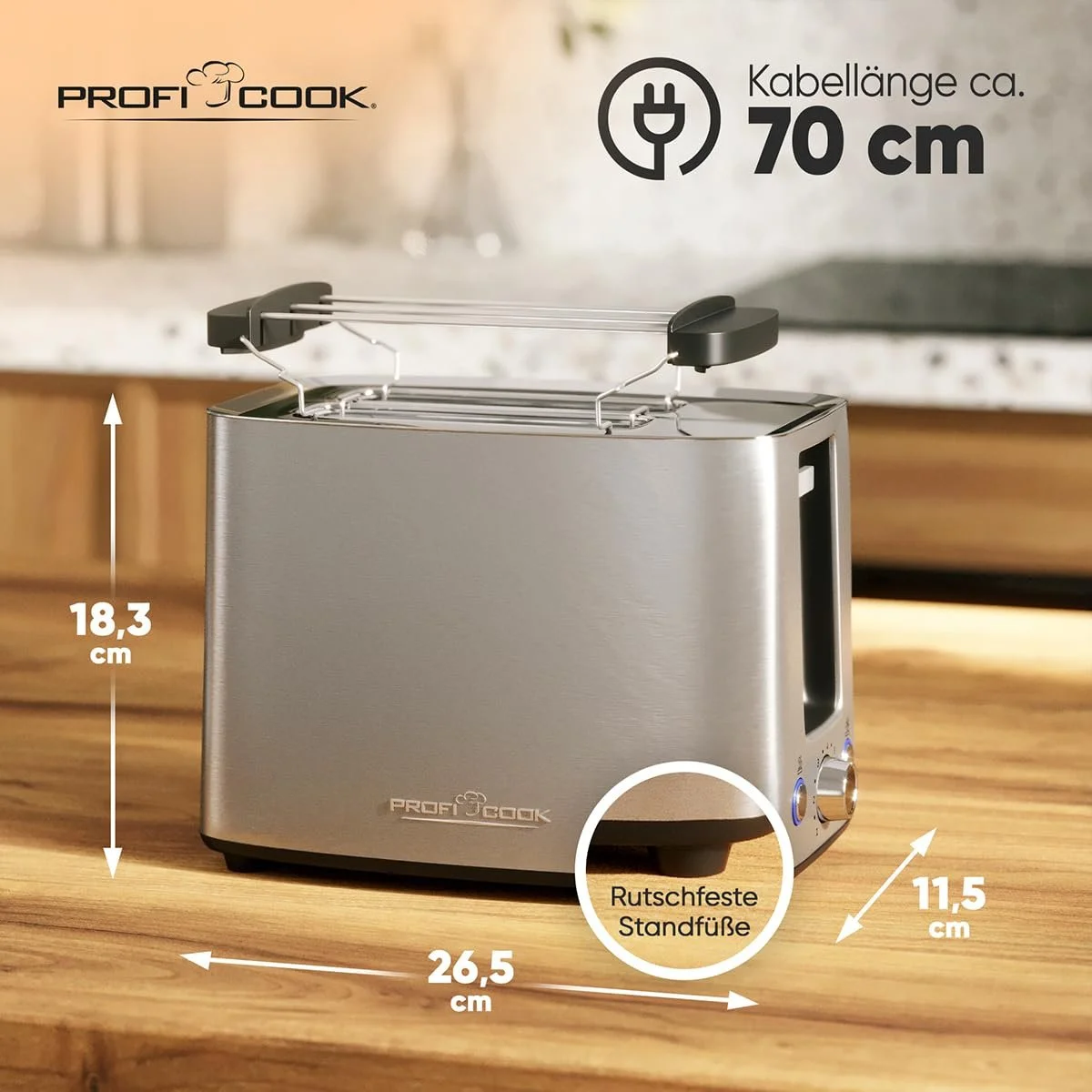 Тостер ProfiCook PC TA 1279 Нержавіюча сталь, фото №7
