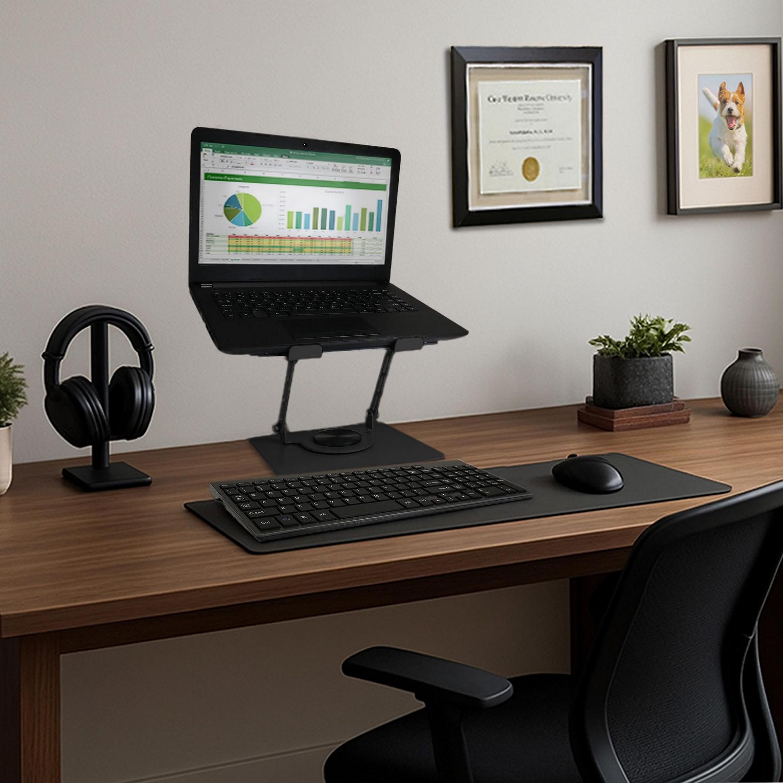 Підставка для ноутбука обертова ENHANCE R1 з 3 тримачами для кабелів Металева регульована, фото №4