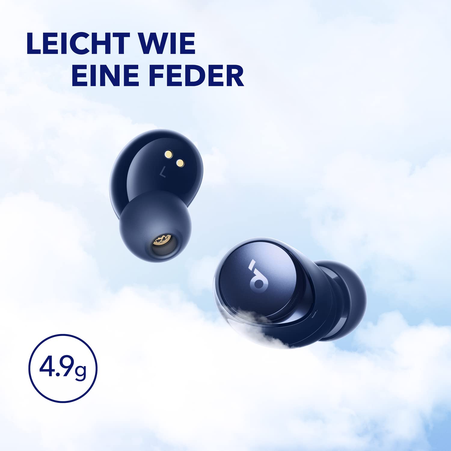 Наушники Anker soundcore Space A40 Беспроводные до 98% автоматическое шумоподавление 50 часов воспроизведения Hi-Res звук Комфортный дизайн Управление через приложение Bluetooth для наслаждения музыкой Синие, фото №6