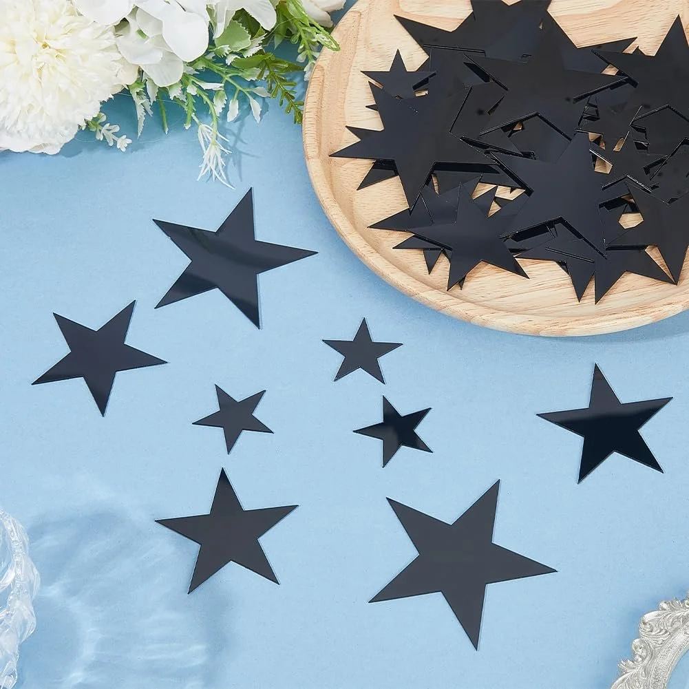 Наклейки на стіну GORGECRAFT Зірки дзеркальні самоклейні 80 шт. Чорні, фото №4
