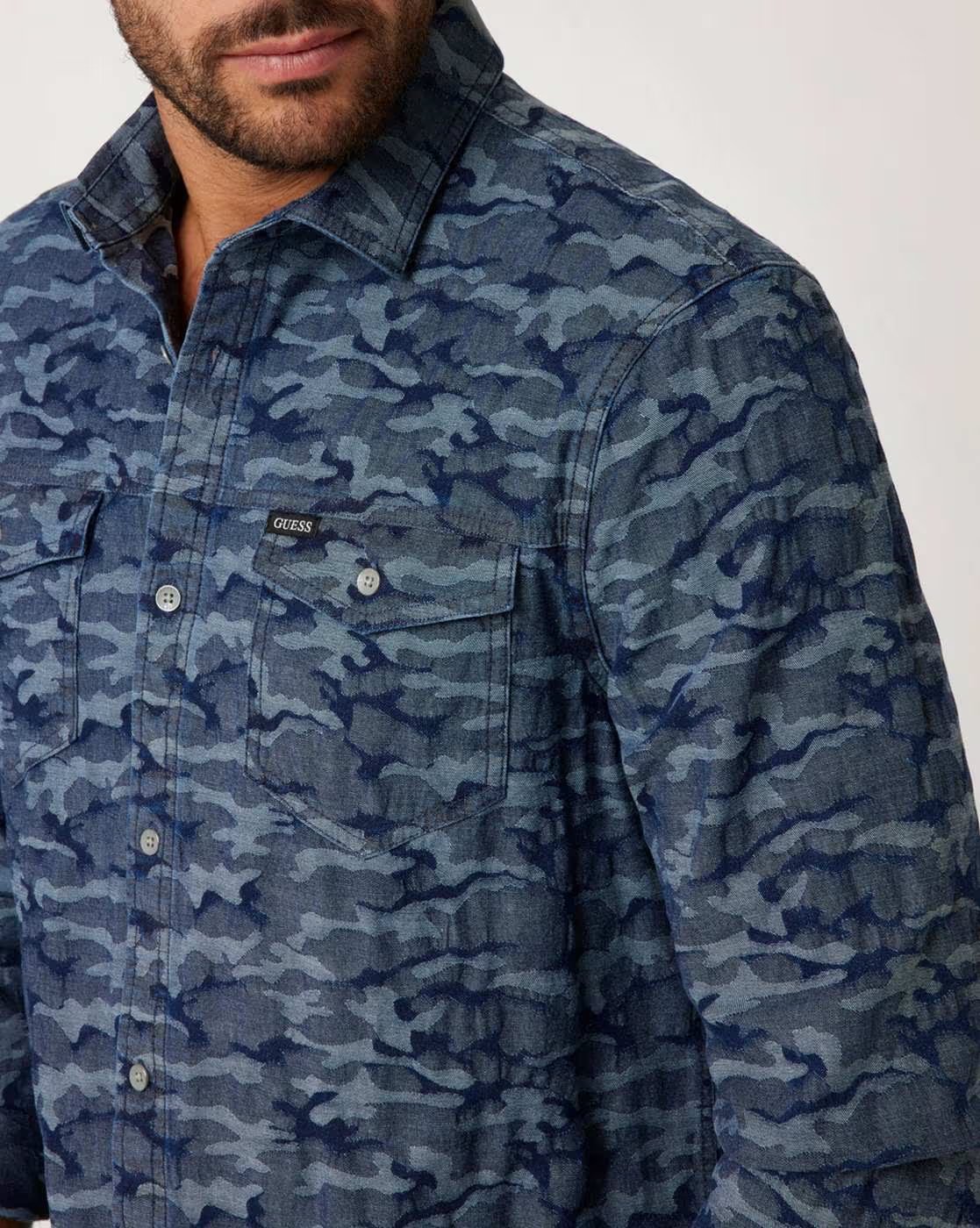 Мужская джинсовая рубашка GUESS JEANS / Синяя / Размер L, фото №4 Мужская джинсовая рубашка GUESS JEANS / Синяя / Размер L, фото №4