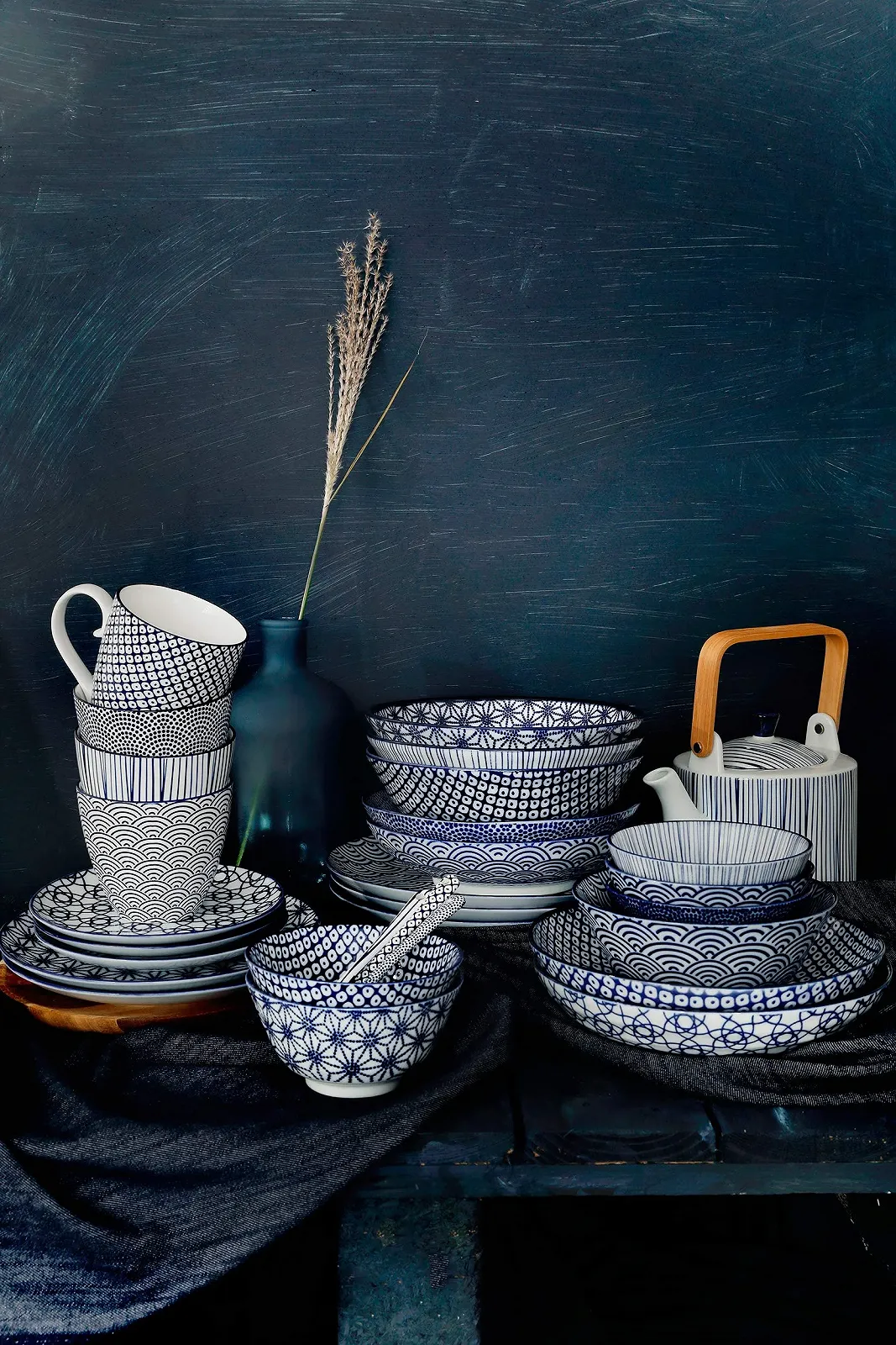 Ложка для супа TOKYO design studio Nippon Blue Сине-белая, набор 4 шт, 4 x азиатские ложки, 138 x 48 см, азиатский фарфор, японский дизайн, фото №7