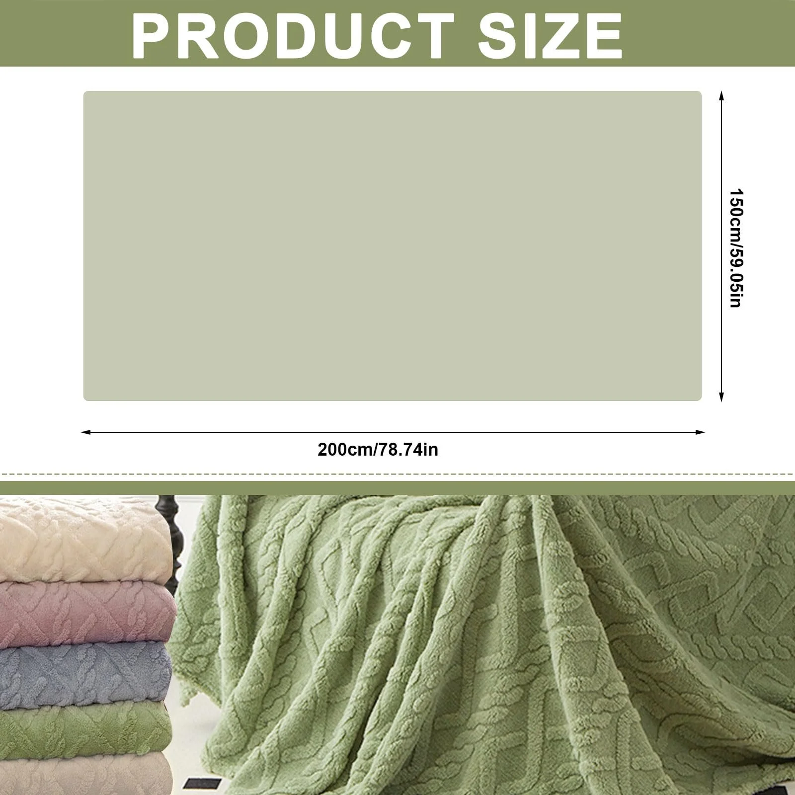 Покривало Пухнаста М'яка Покривало 150 x 200 см Matcha Green, фото №2 Покривало Пухнаста М'яка Покривало 150 x 200 см Matcha Green, фото №2