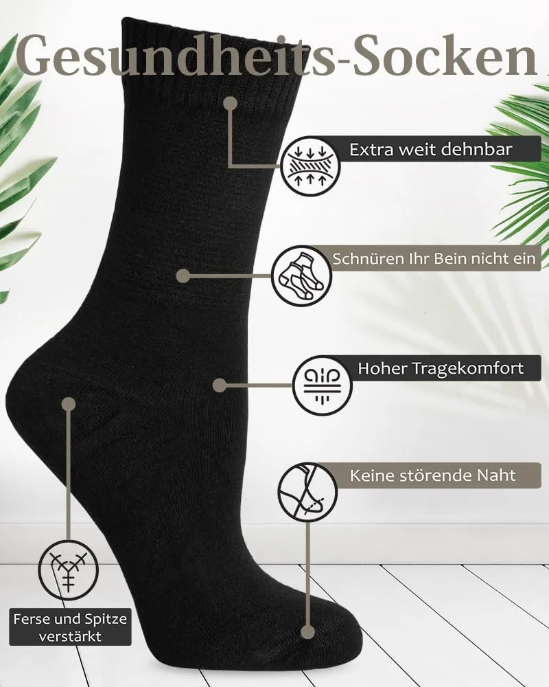 Диабетические носки Lycra для женщин (4 пары) Без шва у основания ногтей Для бизнеса и отдыха Подходят для беременных и пожилых людей, фото №2