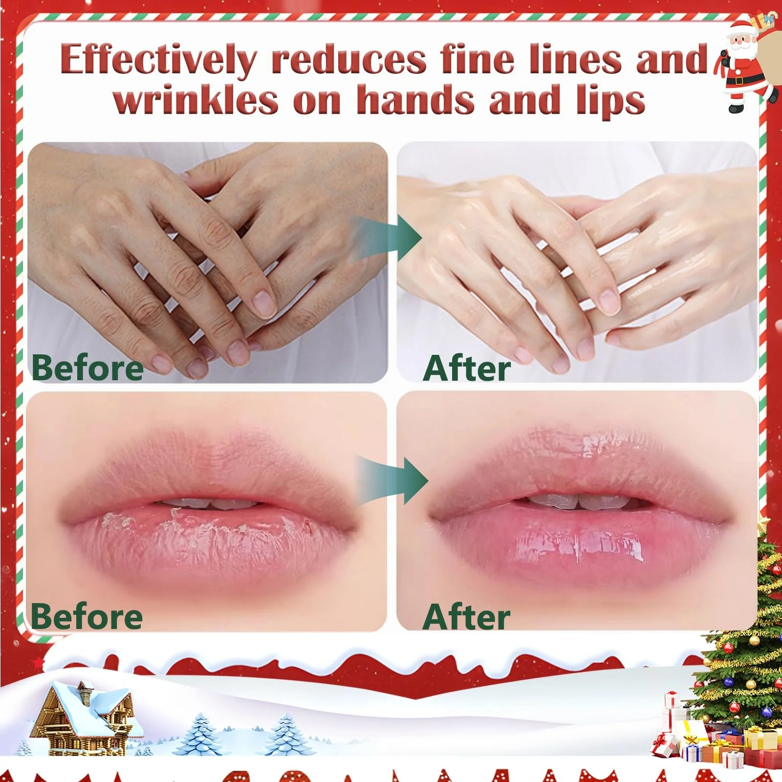 Крем для рук Рождественский набор 4 шт Мини-крем для рук + 4 шт Бальзам для губ Увлажняющий крем для сухой потрескавшейся кожи рук и ног для зимы Парфюмированный крем для рук, фото №3 Крем для рук Рождественский набор 4 шт Мини-крем для рук + 4 шт Бальзам для губ Увлажняющий крем для сухой потрескавшейся кожи рук и ног для зимы Парфюмированный крем для рук, фото №3