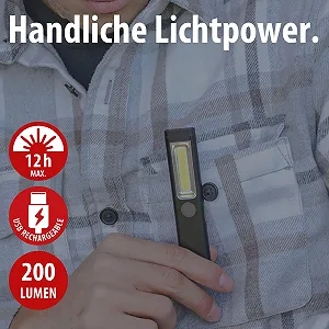 Ручний Ліхтар Brennenstuhl PL 200 AC LED Акумуляторний COB LED 200лм Червоний synthetic.ua - Фото 1