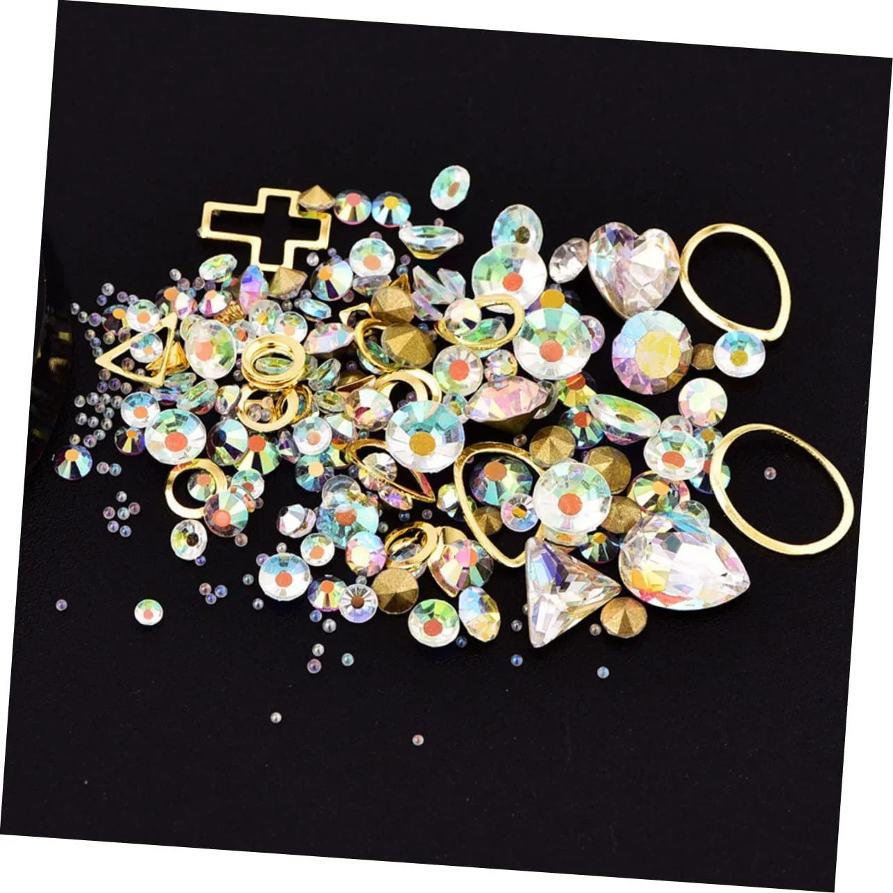 Стразы для ногтей Healvian 4 шт. Разный стиль в черном контейнере. Диаметр для украшения ногтей, телефонов, дома и стекла. Сине-фиолетовый, цветной, фото №2