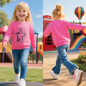 Джемпер JinBei для девочек, детский пуловер, хлопковый топ, повседневный джемпер, рубашка с длинными рукавами для малышей, теплая одежда, размер 92-122 synthetic.ua - Фото 1