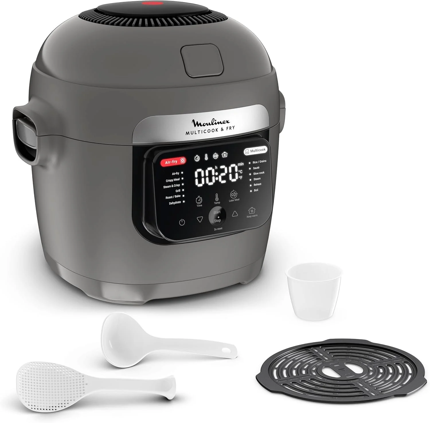 Мультиварка та мультипіч Moulinex Multicook & Fry MZ730BF0 12 програм 2 рівні приготування відкладений старт 6 л Сіра (Hippo Grey), фото №1 Мультиварка та мультипіч Moulinex Multicook & Fry MZ730BF0 12 програм 2 рівні приготування відкладений старт 6 л Сіра (Hippo Grey), фото №1