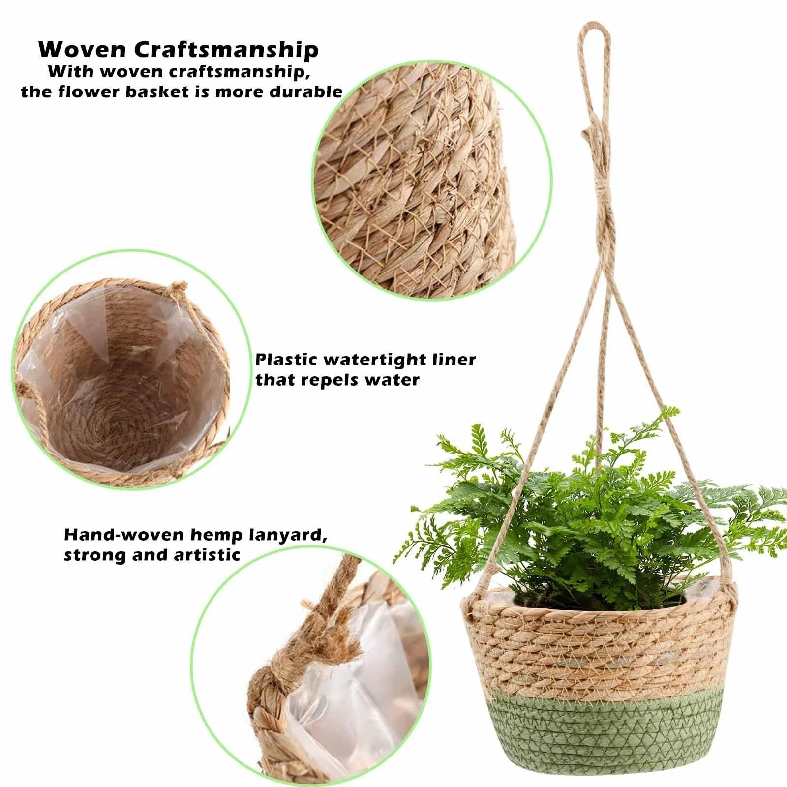 Підвісні кошики для рослин плетені, набір 2 шт., фото №5 Підвісні кошики для рослин плетені, набір 2 шт., фото №5