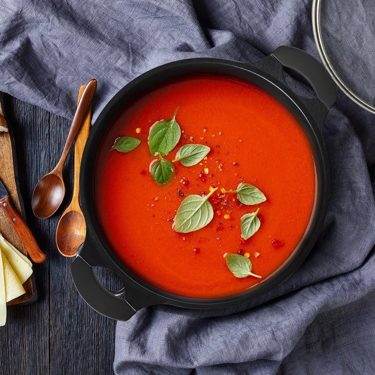 Кастрюля Royalty Line RL-AD24M высокая, антипригарная, со стеклянной крышкой, для индукции, черная, 7 л, 24 см, фото №6