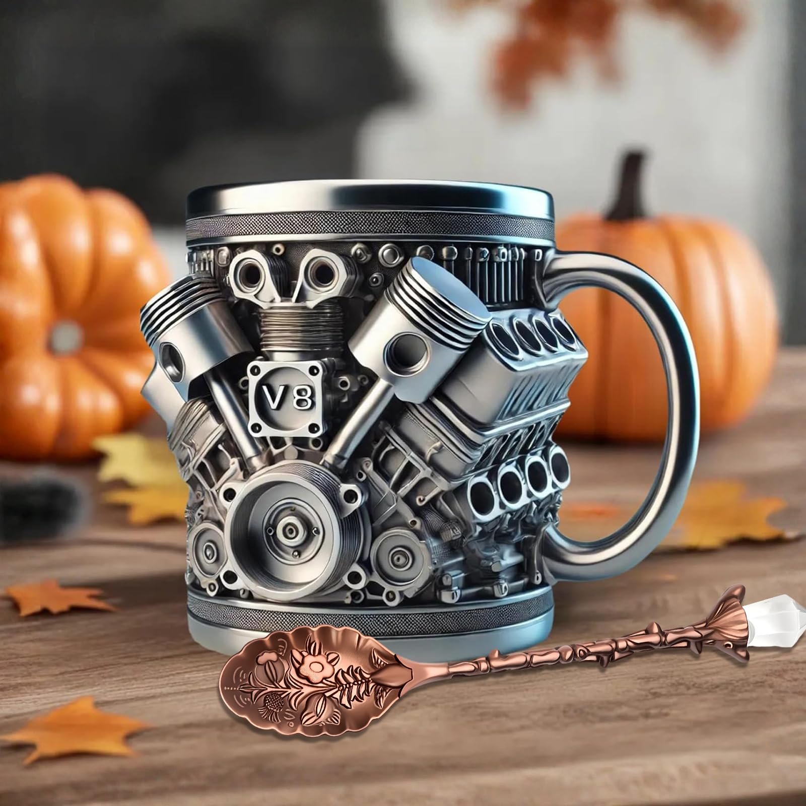 Кружка з нержавіючої сталі з V8 двигуном, Кавова чашка з двигуном, фото №3