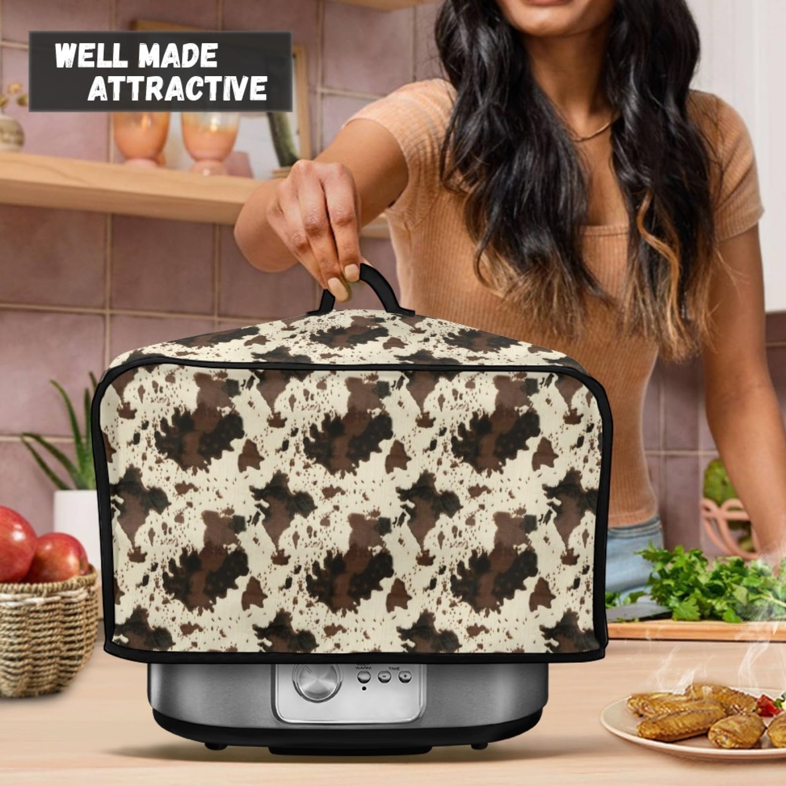Чехол для мультиварки Wanyint Cow Print Dust Cover 6-8 Quart с ручкой и сумкой, фото №5