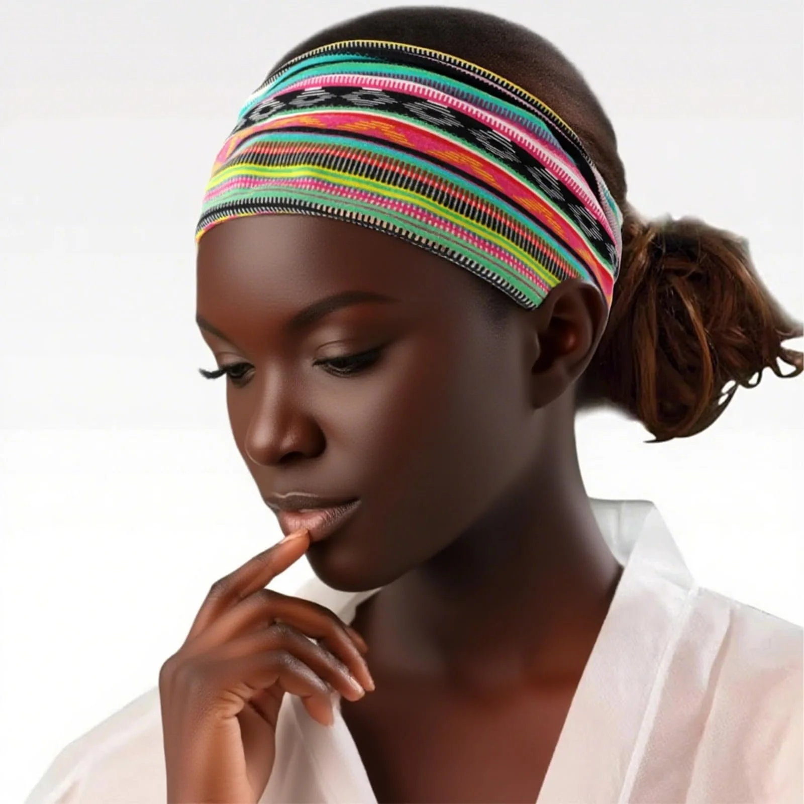 Пов'язка на голову Модна Жіноча Широка М'яка Богемна, фото №4