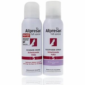 Набор Allpresan Fuß Spezial No. 5 против потливости ног с пеной-кремом 125 мл и спреем-пудрой 125 мл - Фото 1
