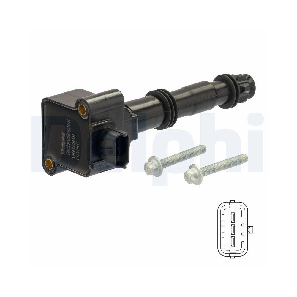 Катушка зажигания DELPHI GN10949-12B1 для PORSCHE, фото №1 Катушка зажигания DELPHI GN10949-12B1 для PORSCHE, фото №1