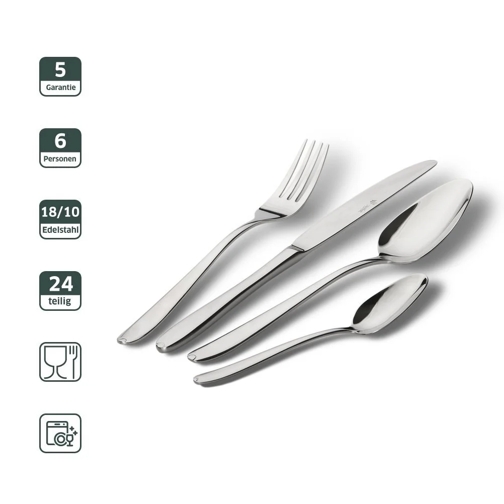 Набір столових приборів Paul Wirths Cultura 44, на 6 персон, 24 предмети, нержавіючий, полірований та можна мити в посудомийній машині, фото №5