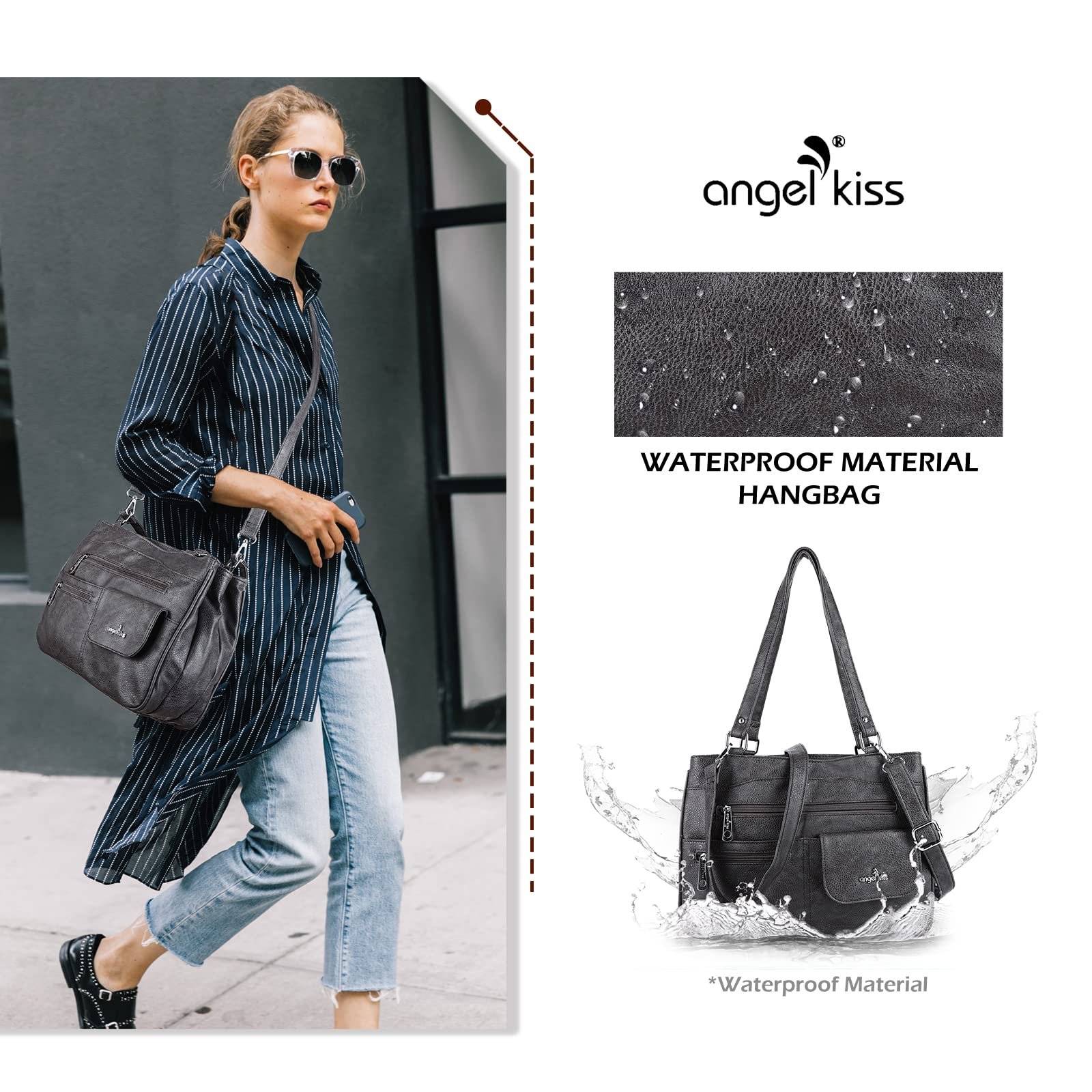 Сумка з Верхньою Ручкою Angel Kiss Жіноча Шкіряна Водонепроникна Багатофункціональна Beau Noir, фото №3