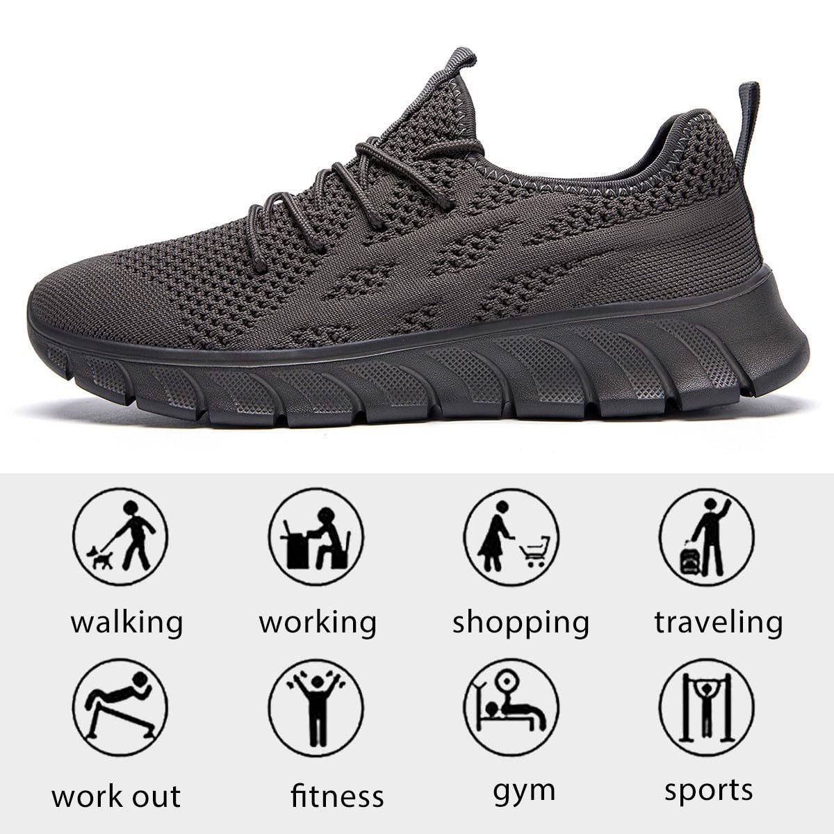 Кроссовки LANGFEUU Мужские Кроссовки для Бега Теннисные Кроссовки Спортивная Обувь Повседневная Обувь для Бега Легкая Дышащая Обувь для Ходьбы Фитнес Обувь для Бега на Открытом Воздухе 39-46 EU, фото №5