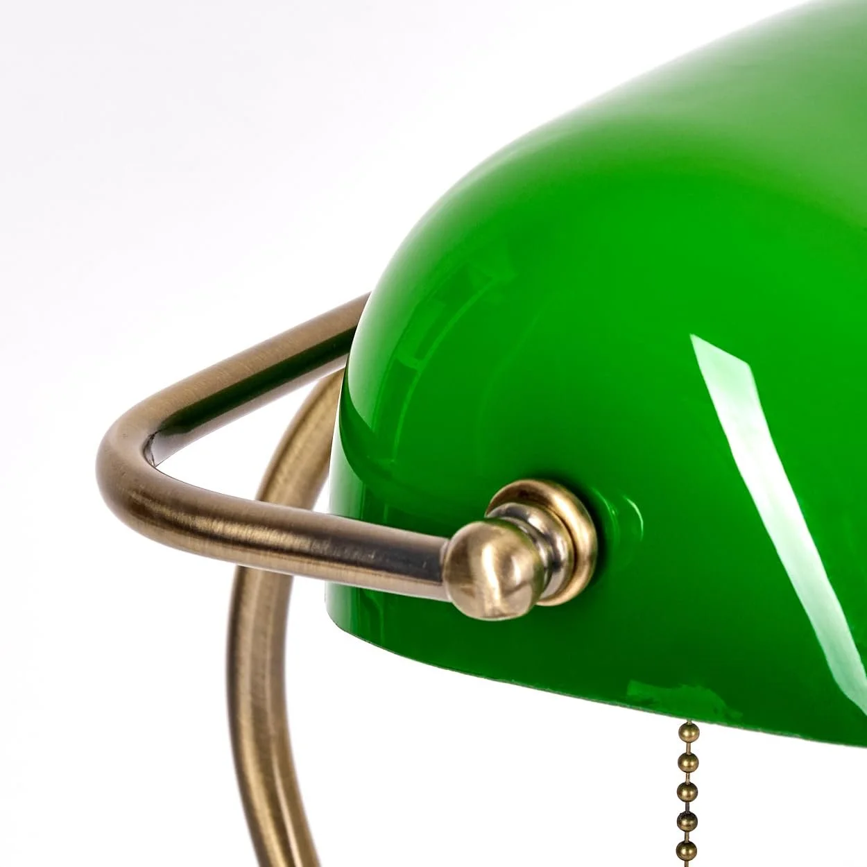 Настільна лампа HOFSTEIN Tremoceira Banker Lamp Ретро/Вінтаж Метал Скло Антична латунь Зелений 1 x E27 38 см, фото №4