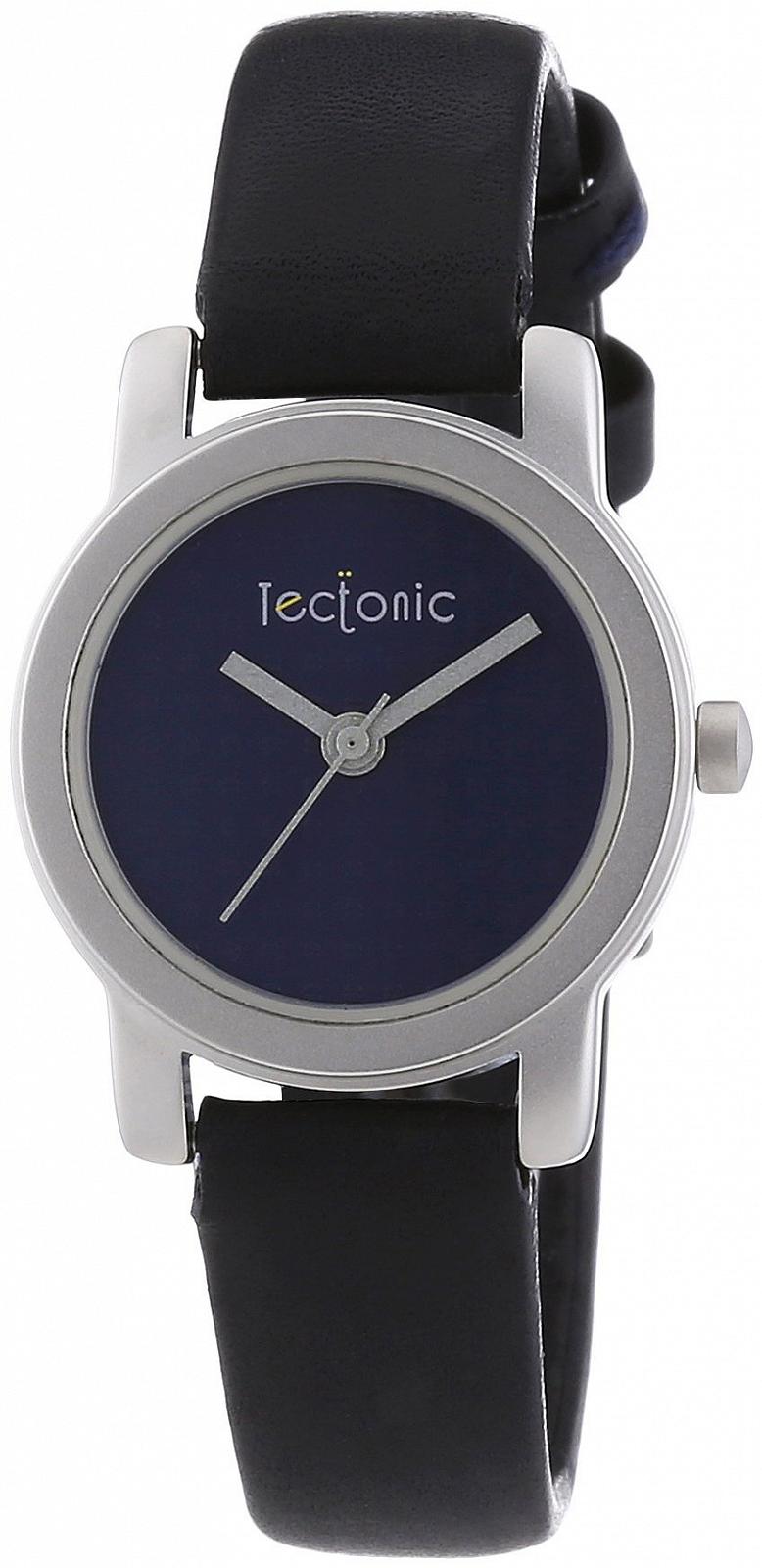 Женские часы Quartz Tectonic 41-1108-99 Черный ремешок, синий циферблат, фото №1