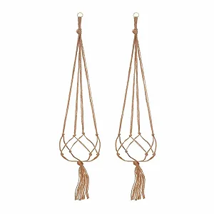 Набір підвісних кошиків WenTigDY 2 шт. макраме 122 см у стилі бохо з бавовни synthetic.ua - Фото 1