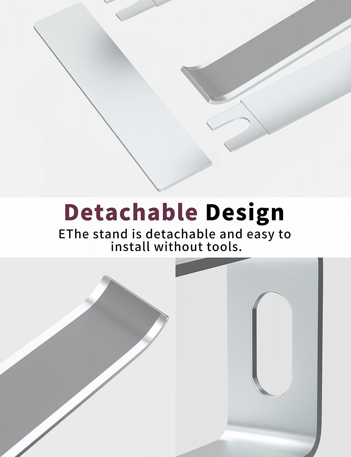 Підставка для ноутбука ALASHI, алюмінієва, ергономічна підставка для ноутбука, знімна металева підставка для ноутбука, підтримка ноутбуків від 10 до 15.6 дюймів, сіра, фото №4 Підставка для ноутбука ALASHI, алюмінієва, ергономічна підставка для ноутбука, знімна металева підставка для ноутбука, підтримка ноутбуків від 10 до 15.6 дюймів, сіра, фото №4