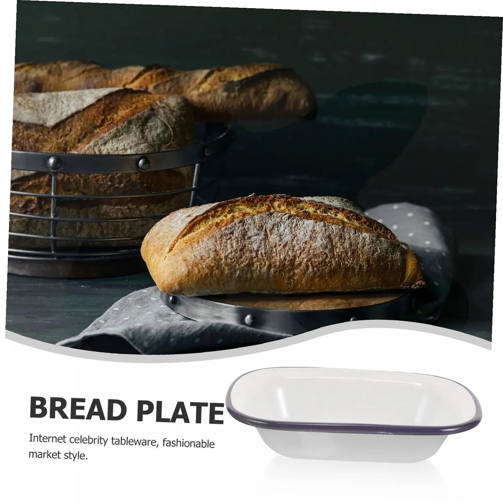 Деко POPETPOP Емальоване прямокутне з синім обідком термостійке, фото №7 Деко POPETPOP Емальоване прямокутне з синім обідком термостійке, фото №7