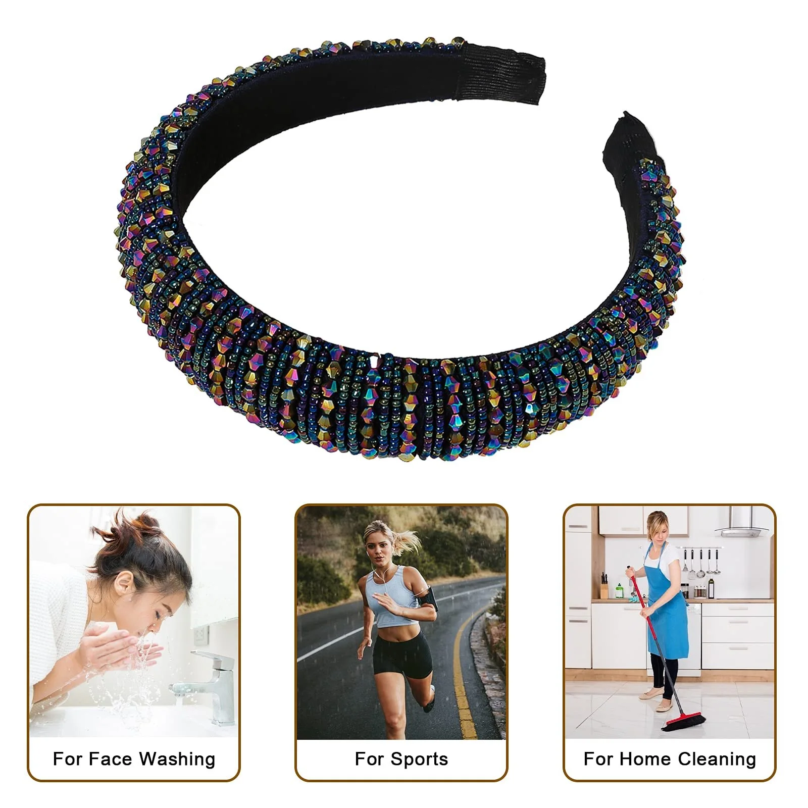 Обруч для волосся з кристалами та штучними перлинами, широкий, фото №1 Обруч для волосся з кристалами та штучними перлинами, широкий, фото №1