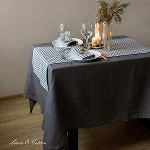 Скатертина Linen & Cotton Hygge 100% льон 80 x 80 см сіра synthetic.ua - Фото 1