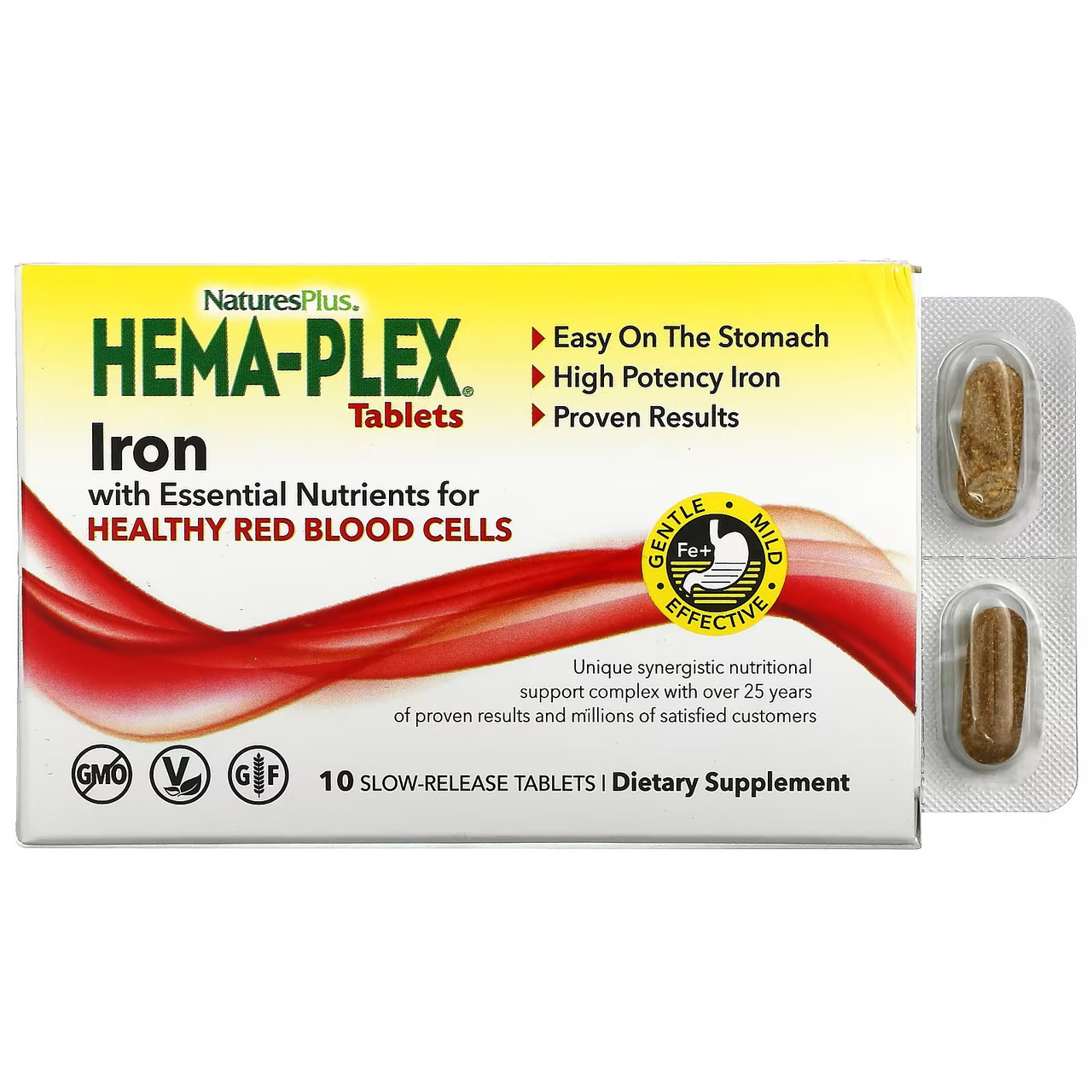 Комплекс витаминов и минералов Nature's Plus Hema-Plex Iron with Essential Nutrients for Healthy Red Blood, фото №1