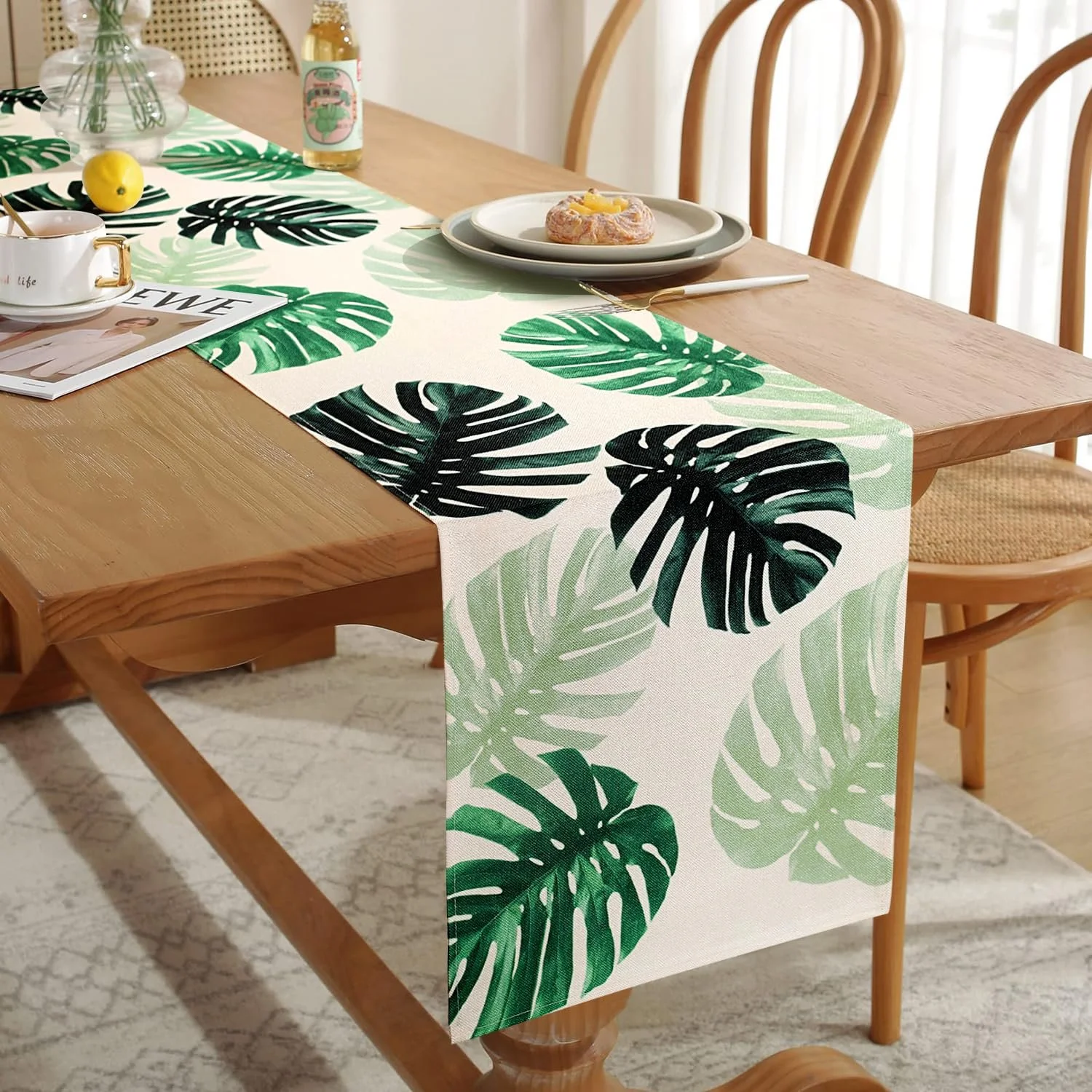 Ранер для столу Monstera Leaves Plants Green 40 x 140 см, фото №2 Ранер для столу Monstera Leaves Plants Green 40 x 140 см, фото №2