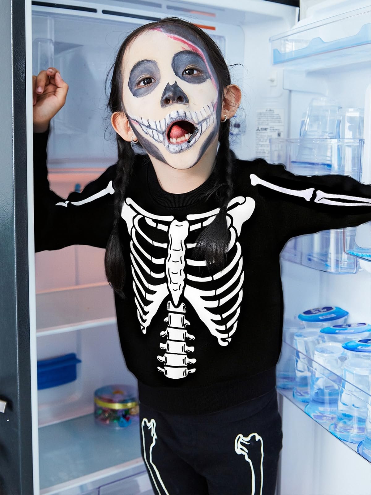 Джемпер детский для мальчиков на Хэллоуин Pumpkin Хлопковая толстовка свитшот Светящийся скелет Рубашка с длинными рукавами Топы 2-7 лет, фото №3