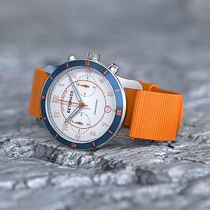 Годинник DeTomaso Venture Chrono LE Білий Синій чоловічий аналоговий кварцовий ремінець помаранчевий, сріблястий, шнурок synthetic.ua - Фото 1