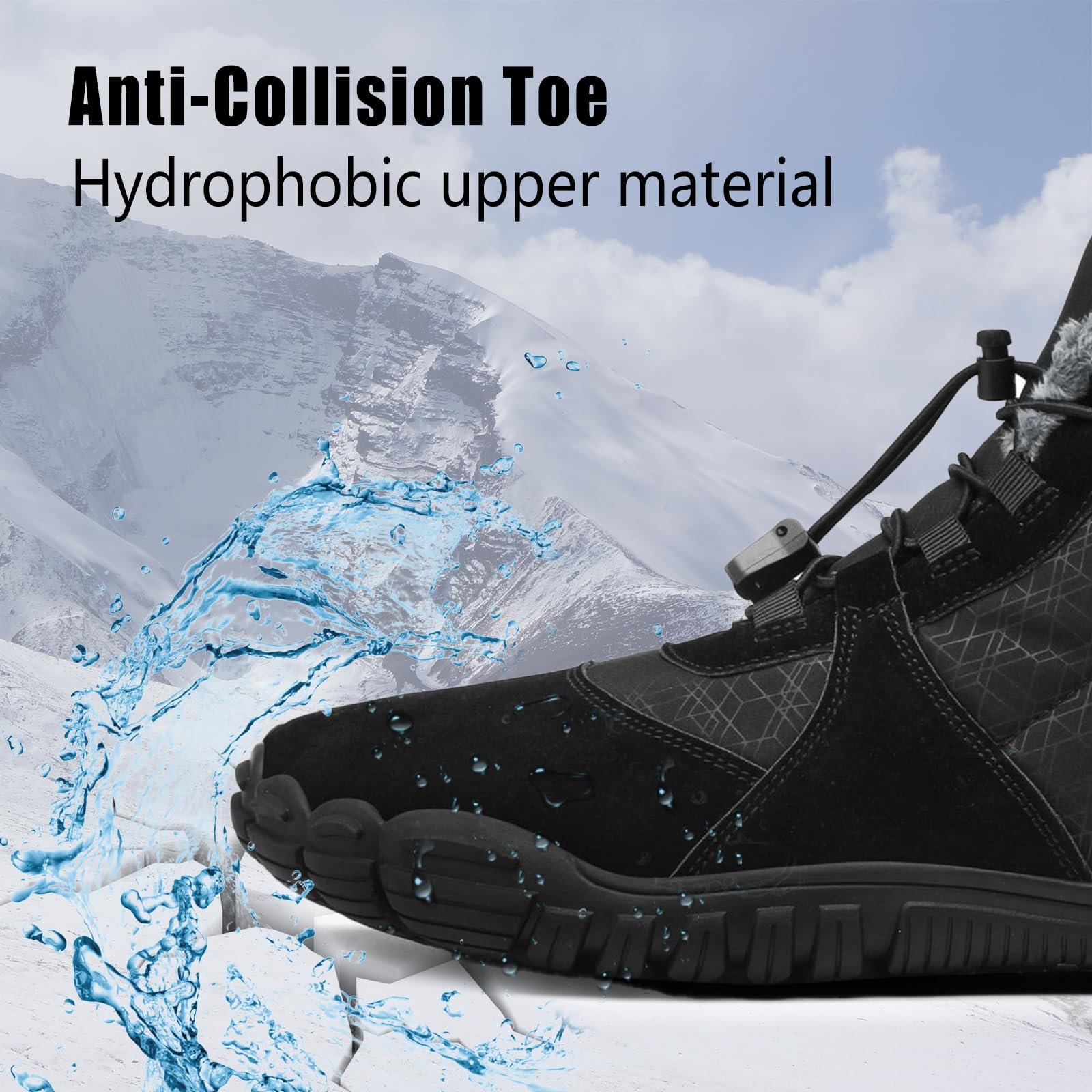 Зимові черевики AONETIGER Barfußschuhe, чоловічі та жіночі, утеплені, снігові, зручні, легкі, водонепроникні, для активного відпочинку, бавовняні, фото №5
