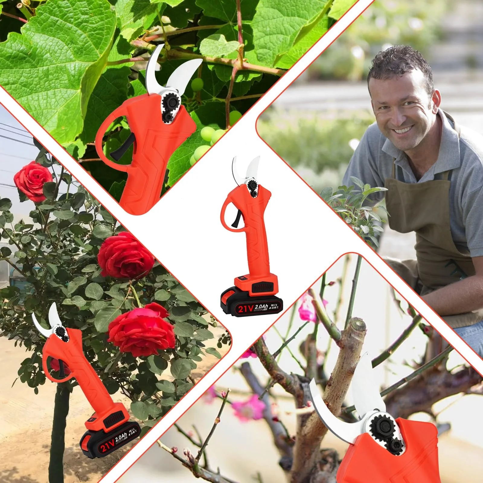 Секатор акумуляторний електричний 30 мм з 2 акумуляторами 21 V, 2000 mAh, фото №7