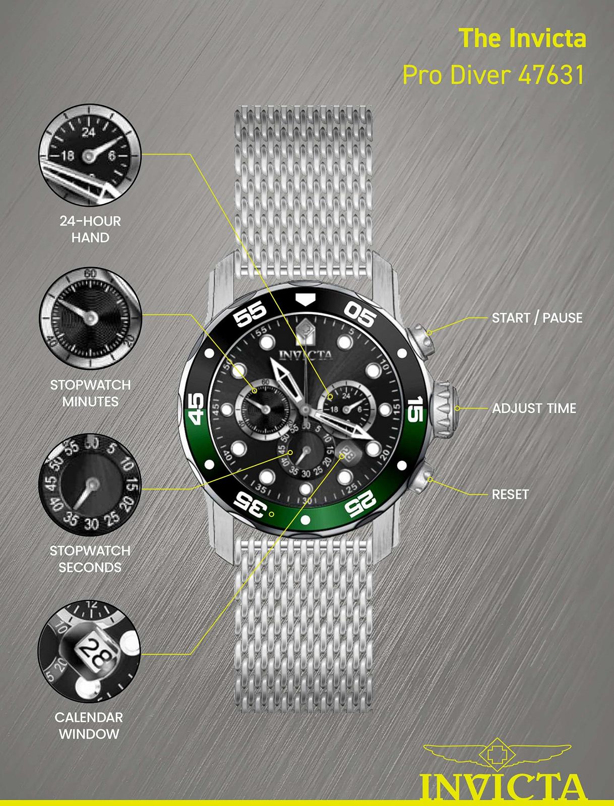 Годинник Кварцовий Invicta Pro Diver Чоловічий, Нержавіюча сталь, 48 мм, фото №5 Годинник Кварцовий Invicta Pro Diver Чоловічий, Нержавіюча сталь, 48 мм, фото №5
