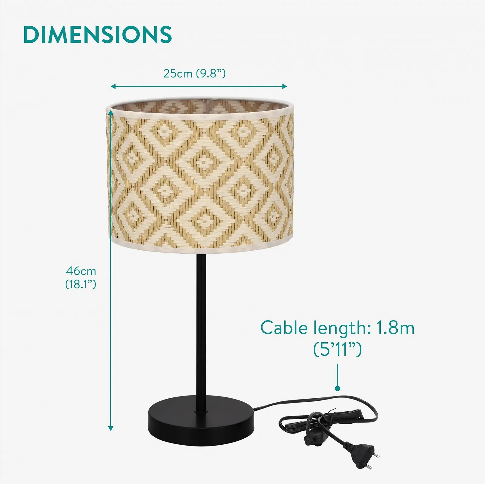 Настільна лампа Navaris 30 см E27 металева основа картатий візерунок, фото №6