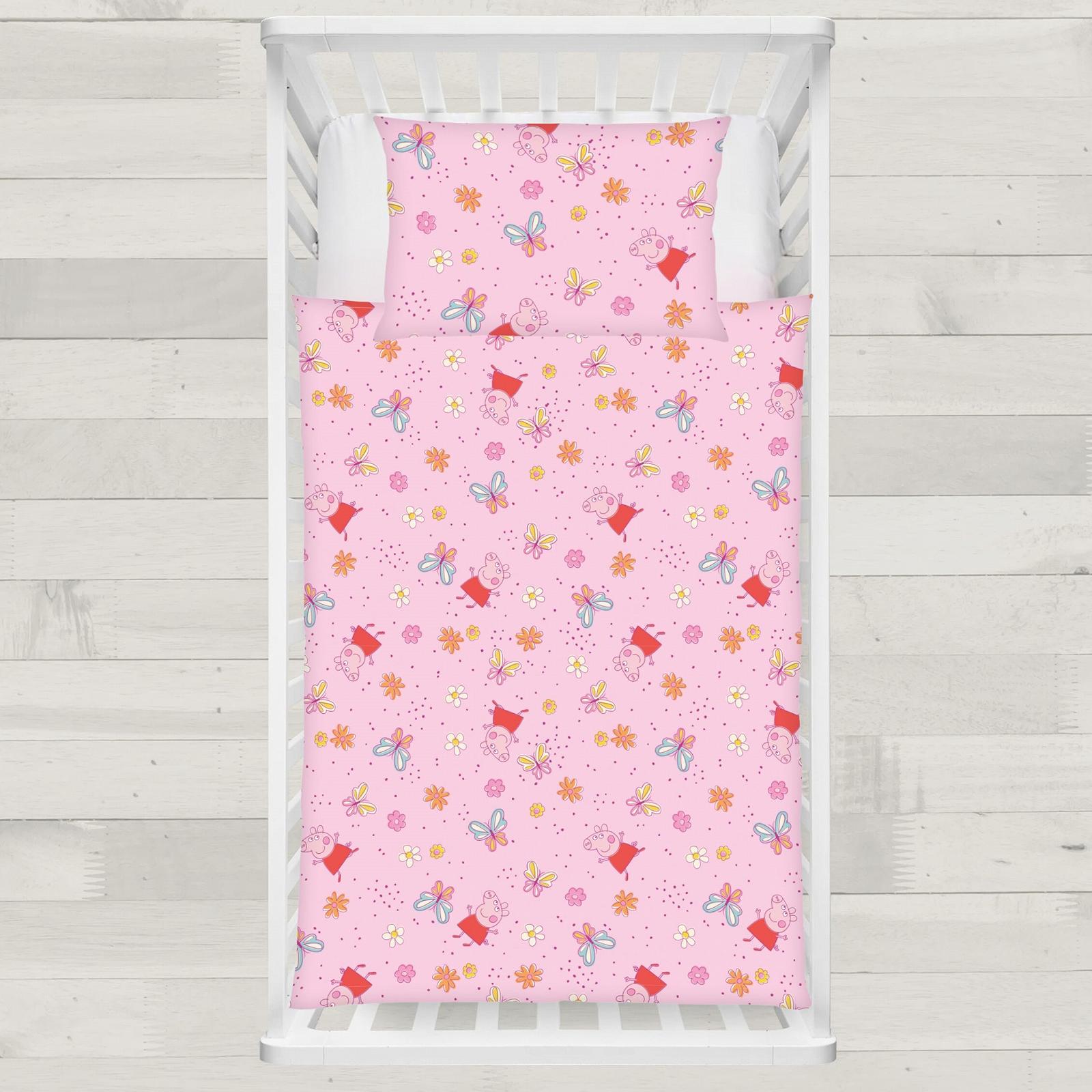 Дитяча постільна білизна Peppa Pig, підодіяльник 100 x 135 см + наволочка 40 x 60 см, дихаюча бавовна, на блискавці, Peppa Pig Butterfly, рожевий, фото №5