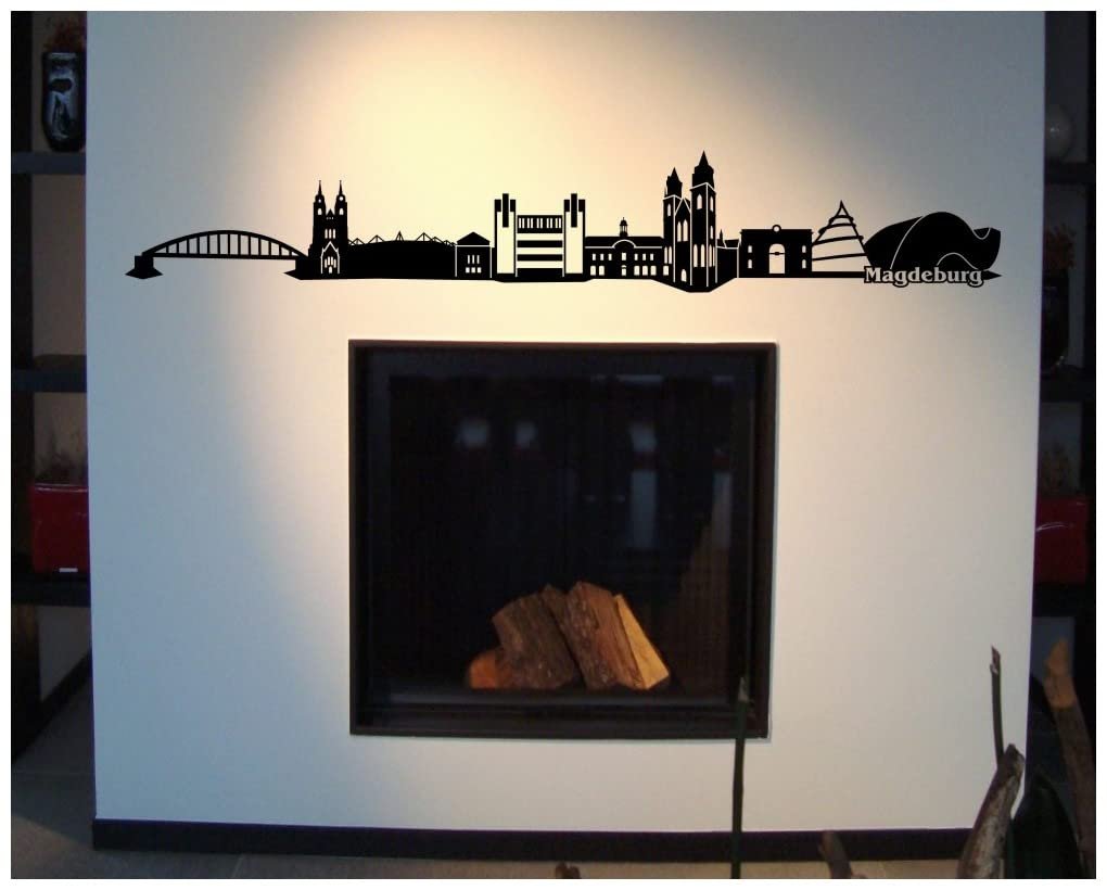 Наклейка на стіну Samunshi Magdeburg Skyline 100 x 16.2 см Чорна, фото №3