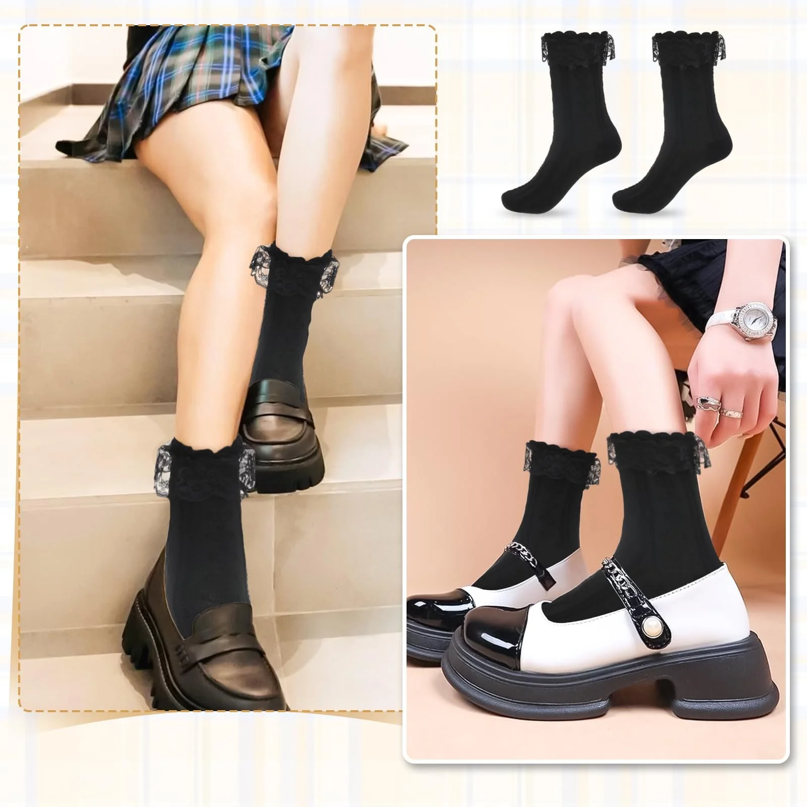 Шкарпетки з мереживом Білі Жіночі, фото №5