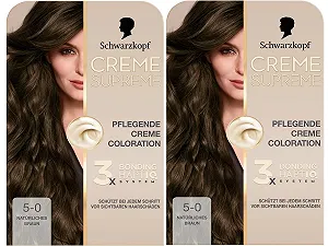 Крем-фарба Schwarzkopf Creme Supreme 5-0 Натуральний Каштановий (2 x 182 мл) - Фото 1