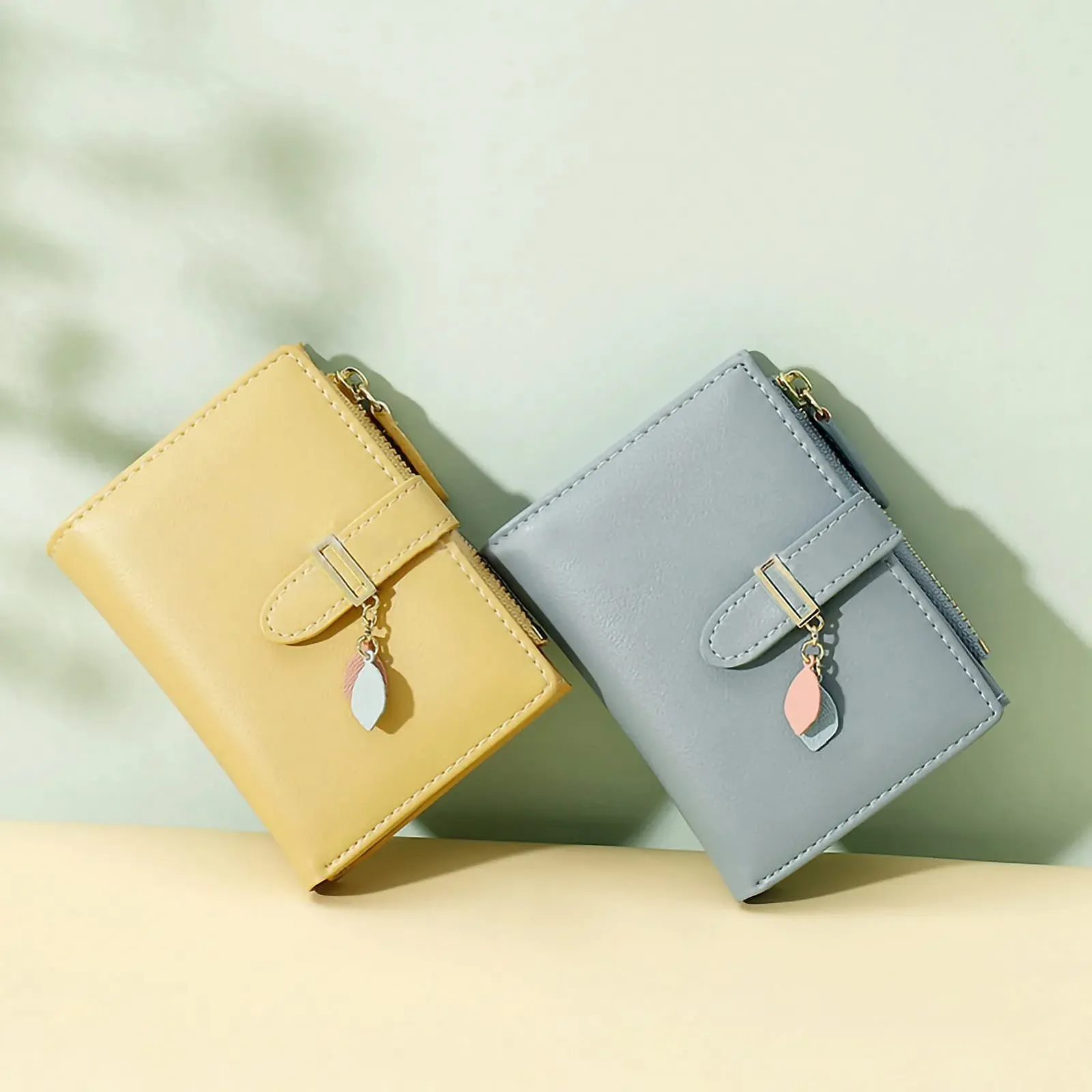 Гаманець Leaf Pendant PU Leather Small Short Рожевий, фото №6 Гаманець Leaf Pendant PU Leather Small Short Рожевий, фото №6